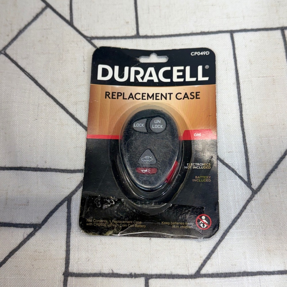 Duracell Replacement Case GM Black 4-Button Key Fob Shell CP049D with Battery